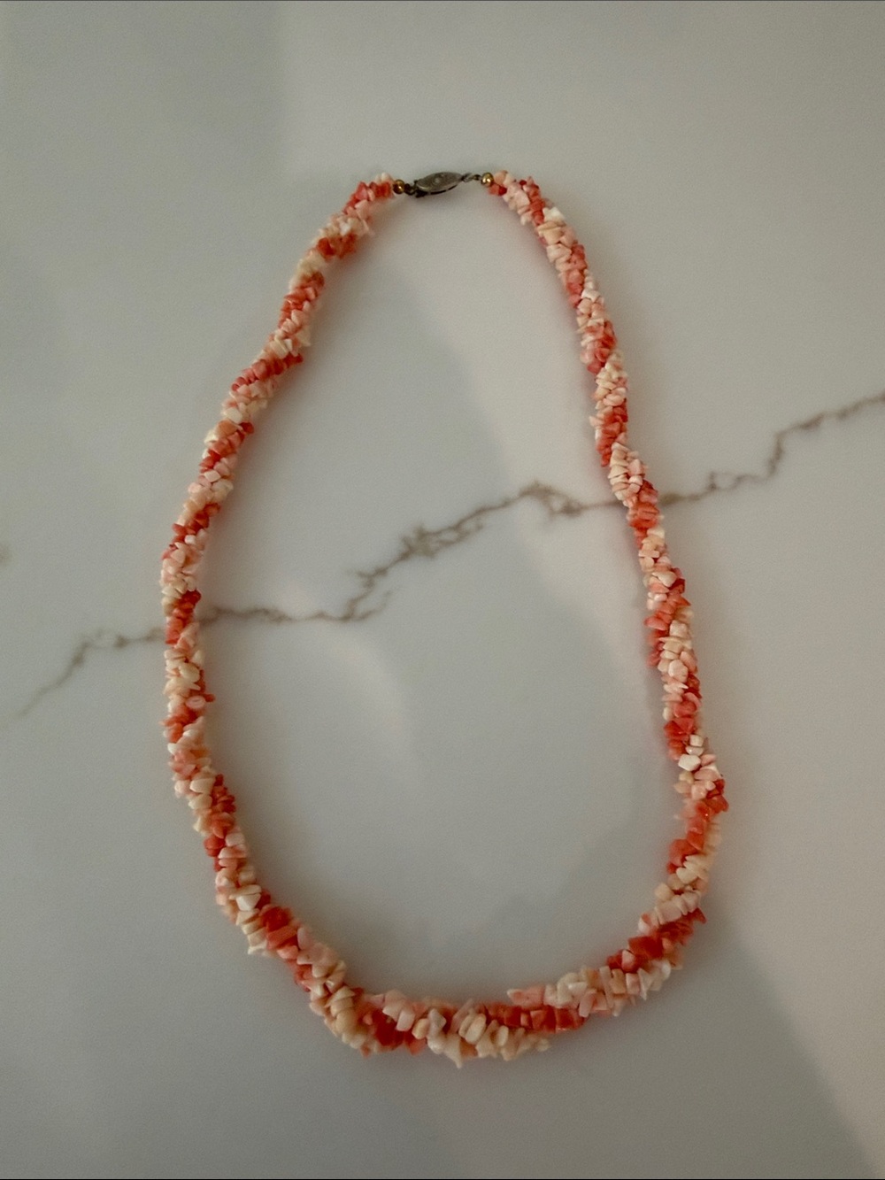 Natural Coral Torsade Necklace